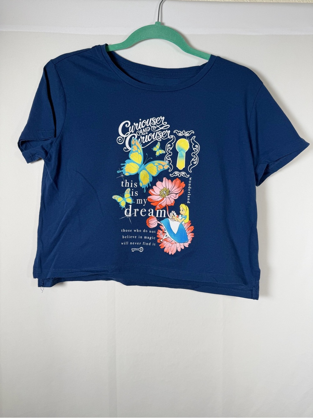 Disney‎ Alice in Wonderland Crop Tee with Butterflies & Floral Dream Print